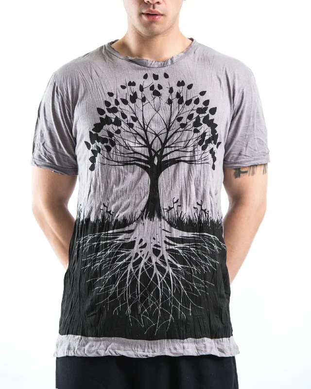 Men's hypoallergenic t-shirt-Mens Tree of Life T-Shirt in Gray