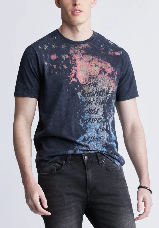 Men's comfort stretch t-shirt-Tylow Men's Short Sleeve Graphic T-shirt, Black - BM24354