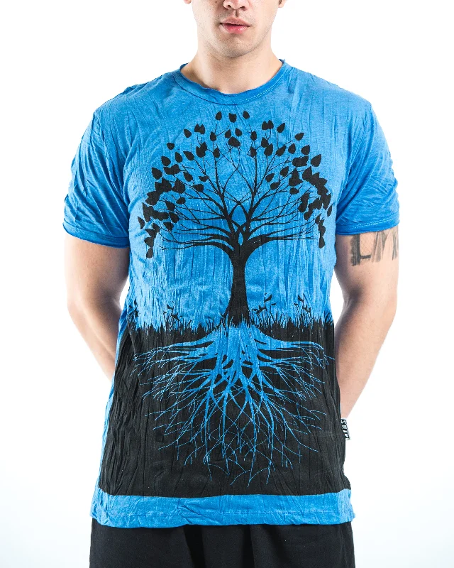 Men's laid-back t-shirt-Mens Tree of Life T-Shirt in Blue