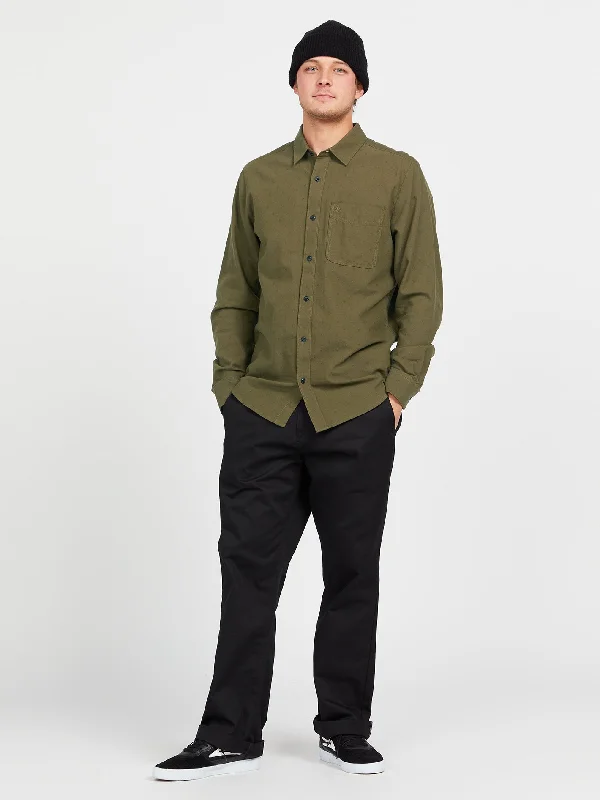 Men's sustainable dress shirt-Date Knight Long Sleeve Shirt - Military