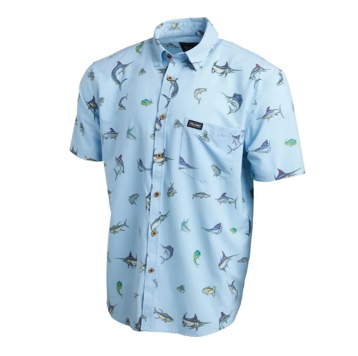 Men's sporty casual shirt-Pelagic Short Sleeve Men's Woven Shirts