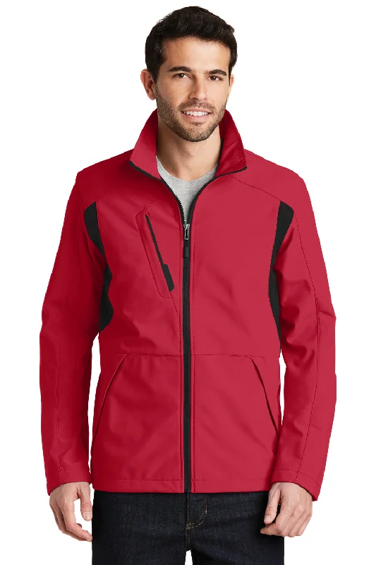 Men's quick-dry puffer jacket-Port Authority Mens Wind & Water Resistant Full Zip Jacket - Rich Red/Black - Closeout