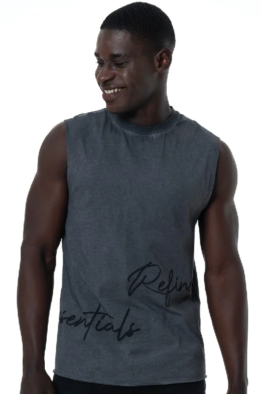 Men's casual fit t-shirt-Dirty Dye T-Shirt _ 154583 _ Charcoal