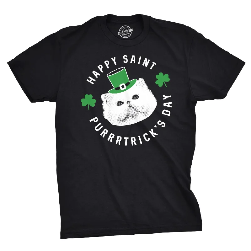 Men's laid-back t-shirt-Happy St. Purrtrick's Day Men's T Shirt