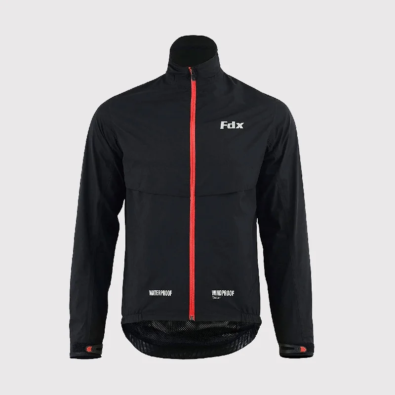 Men's lightweight windbreaker-Fdx Evex Black Men's & Boy's Windproof & Waterproof Thermal Cycling Jacket