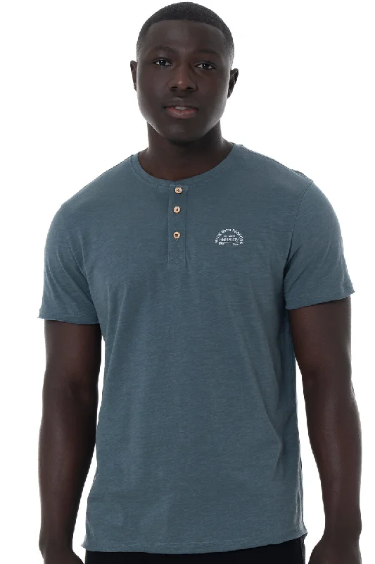 Men's fitted athletic t-shirt-Henley T-Shirt _ 151840 _ Blue