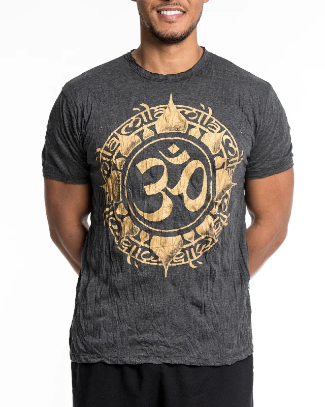 Men's hypoallergenic t-shirt-Mens Infinitee Om T-Shirt in Gold on Black