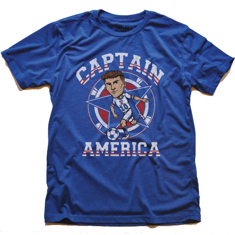 Men's brushed cotton t-shirt-Captain America Soccer T-shirt