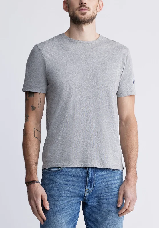 Men's embroidered t-shirt-Timmy Men's Back Print T-shirt in Heather Grey - BM24316