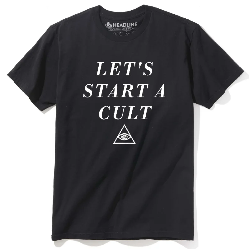 Men's inspiring graphic t-shirt-Let's Start A Cult T-Shirt