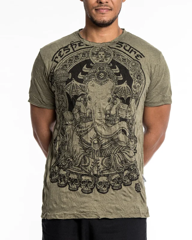 Men's contrast sleeve t-shirt-Mens Batman Ganesh T-Shirt in Green