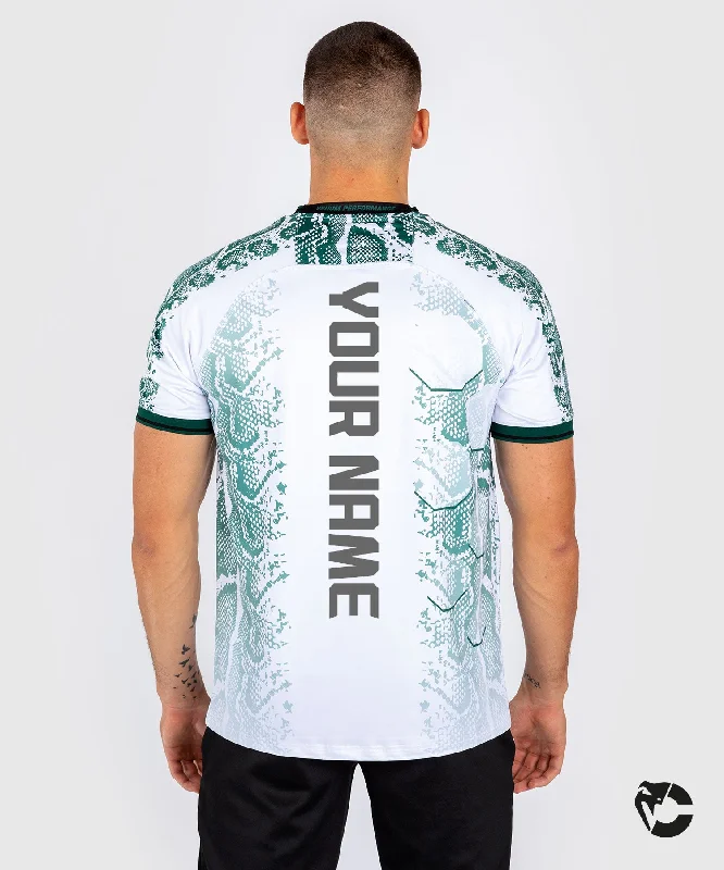 Men's nature-inspired t-shirt-UFC Adrenaline by Venum Personalized Authentic Fight Night Men’s Jersey - Emerald Edition - White/Green