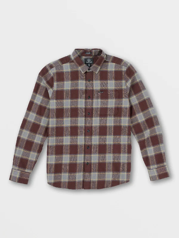 Men's adventure-ready dress shirt-Caden Plaid Long Sleeve Flannel - Mahogany