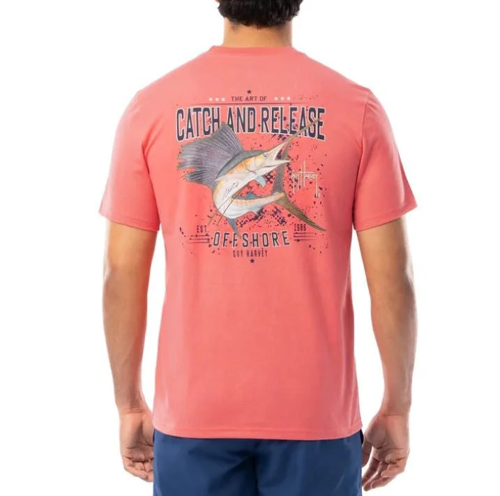 Men's hemp fabric t-shirt-Guy Harvey Men's T-Shirts Short Sleeve