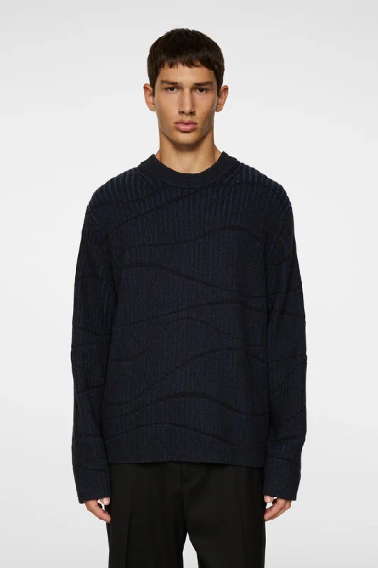 Men's knit hoodie-Ken Resonance Jacquard Crew