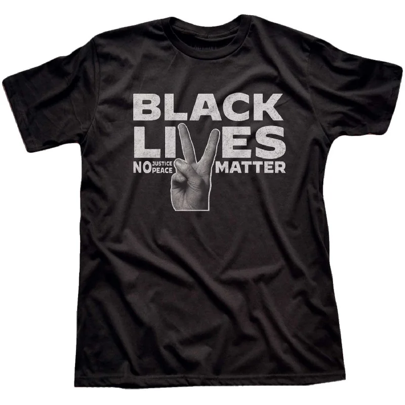 Men's ethical fashion t-shirt-Black Lives Matter Peace Fingers T-shirt | Supports Racial Equality