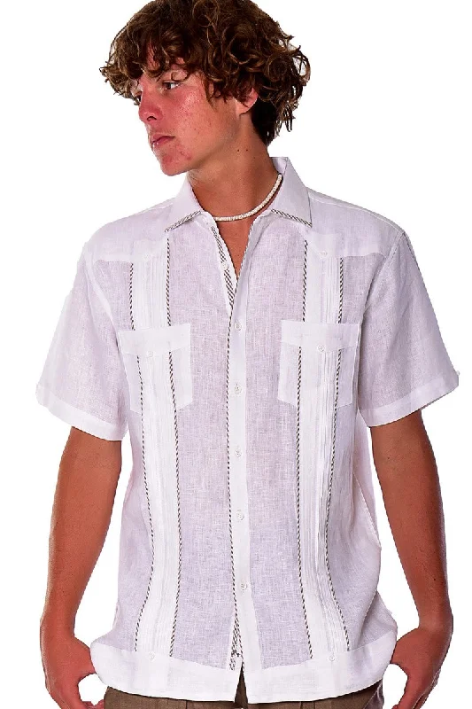 Men's breathable dress shirt-JMP Fashion Short Sleeve Men's Linen Pleated