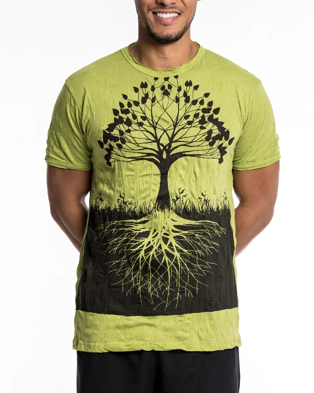 Men's jogger fit t-shirt-Mens Tree of Life T-Shirt in Lime