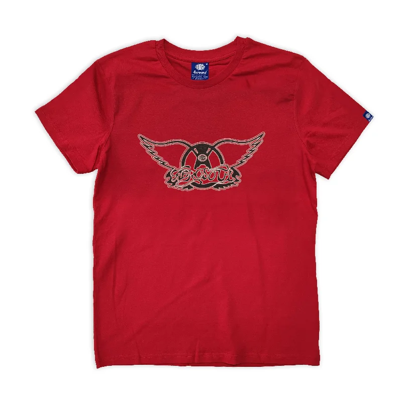 Men's contrast sleeve t-shirt-Aero-Wings Teeshirt (Red)