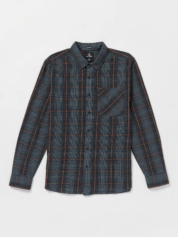 Men's organic gym shirt-Heavy Twills Long Sleeve Flannel - Dark Slate