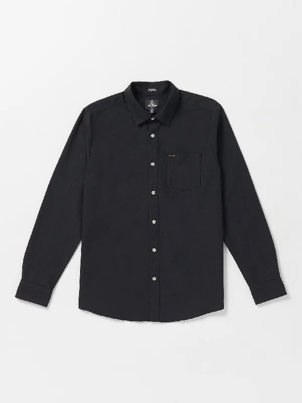 Men's fashion-forward casual wear shirt-Veeco Oxford Long Sleeve Shirt - Black