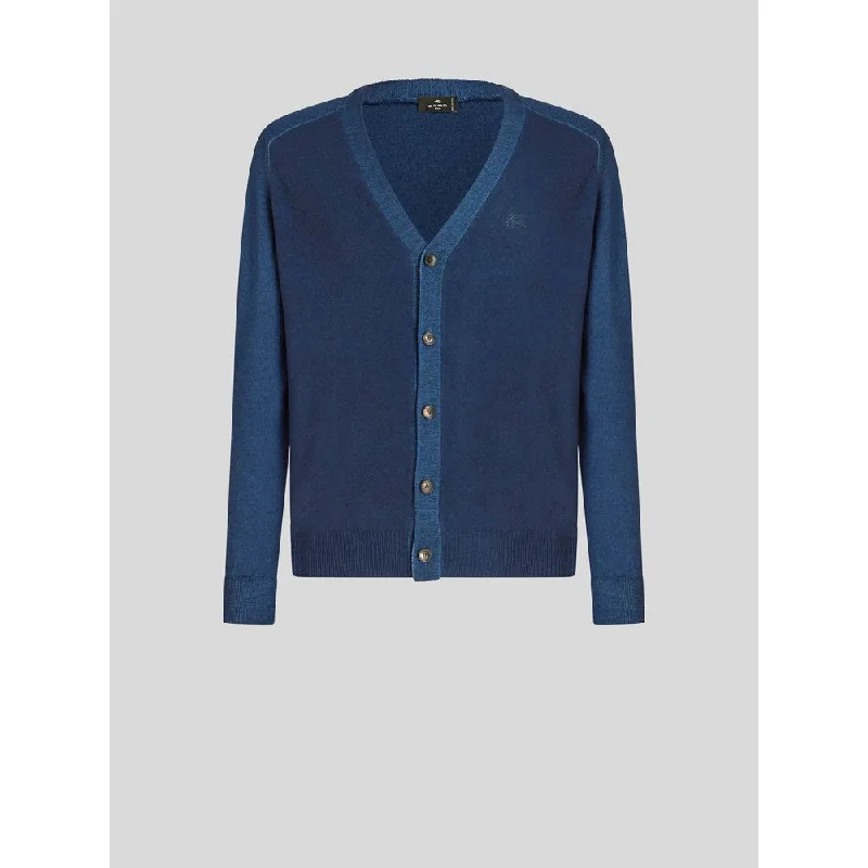 Men's lightweight sweatshirt-WOOL CARDIGAN WITH EMBROIDERED PEGASO