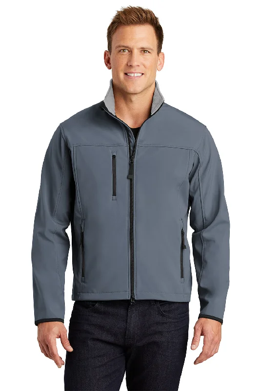 Men's eco-conscious raincoat-Port Authority Mens Glacier Wind & Water Resistant Full Zip Jacket - Atlantic Blue/Chrome