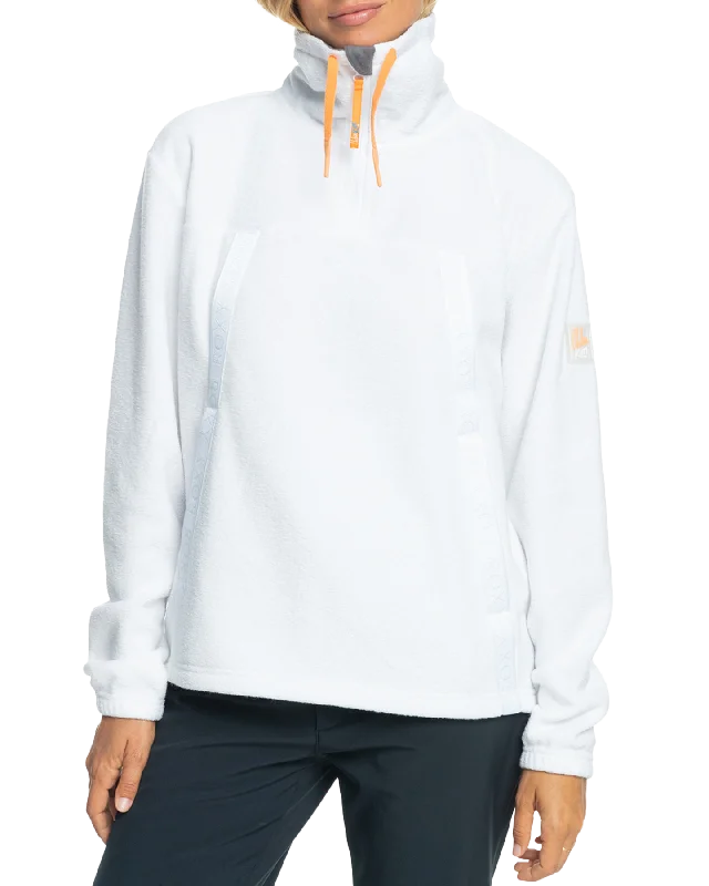 Men's bamboo sweatshirt-Roxy Women's Chloe Kim Technical Half-Zip Fleece - Bright White