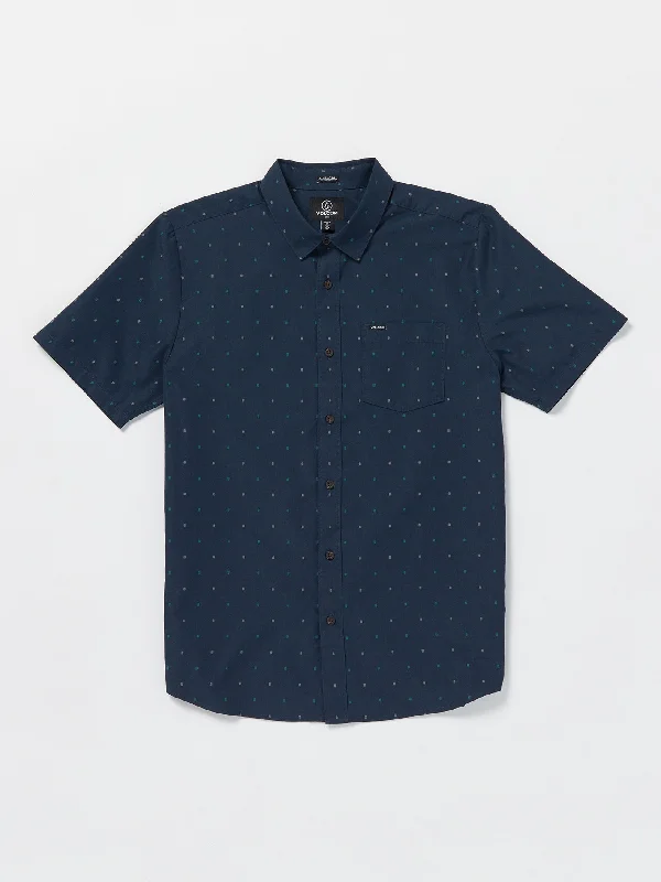 Men's sustainable office wear shirt-Hone Stone Woven Short Sleeve Shirt - Navy