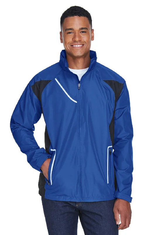 Men's breathable performance jacket-Team 365 Mens Dominator Waterproof Full Zip Hooded Jacket - Royal Blue