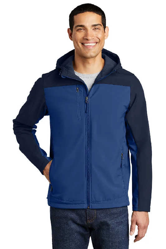 Men's summer bomber jacket-Port Authority Mens Core Wind & Water Resistant Full Zip Hooded Jacket - Night Sky Blue/Dress Navy Blue