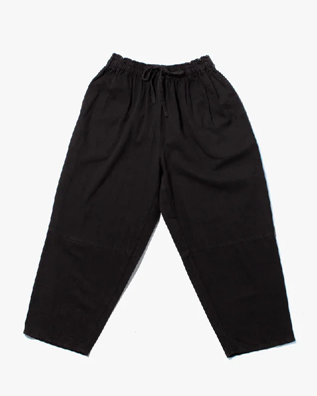 Men's naturally breathable work pants-Wa-Modern Herringbone Drawstring Pants- Black