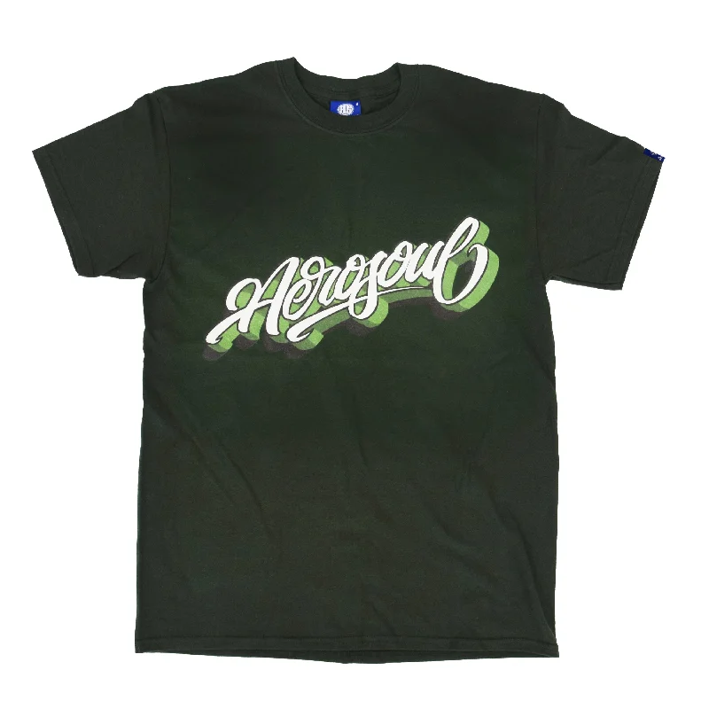 Men's contrast sleeve t-shirt-Aero-Script T-Shirt (Forest Green)