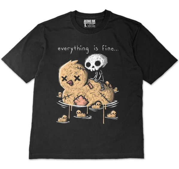 Men's tech-fabric casual shirt-Everything is Fine Oversized Unisex Tshirt