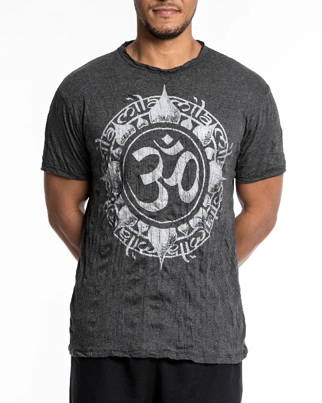 Men's ethical fashion t-shirt-Mens Infinitee Om T-Shirt in Silver on Black