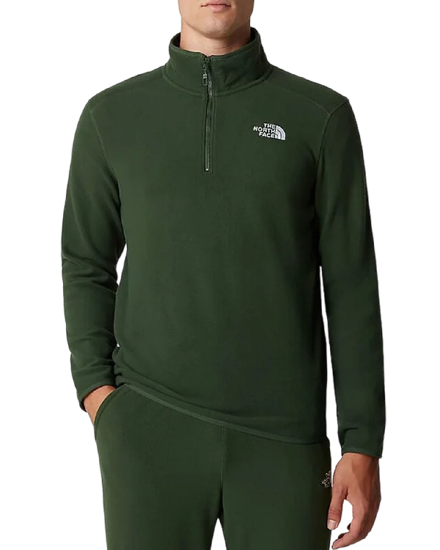 Men's luxury sweatshirt-The North Face Men's 100 Glacier 1/4 Zip Fleece - Pine Needle