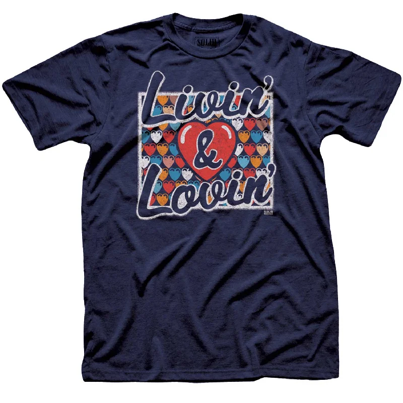 Men's contrast sleeve t-shirt-Livin & Lovin T-shirt