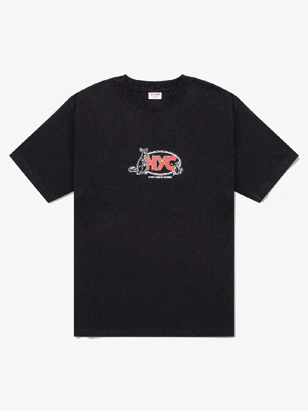 Men's embroidered t-shirt-HYC Roo Oversize Wide Fit Tee - Black