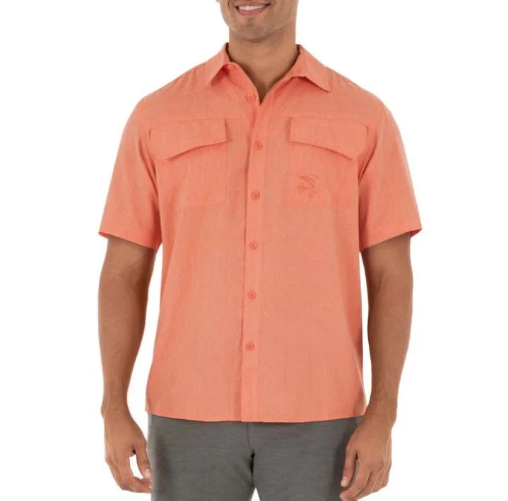 Men's relaxed fit gym shirt-Guy Harvey Short Sleeve Men's Woven Fishing Shirts