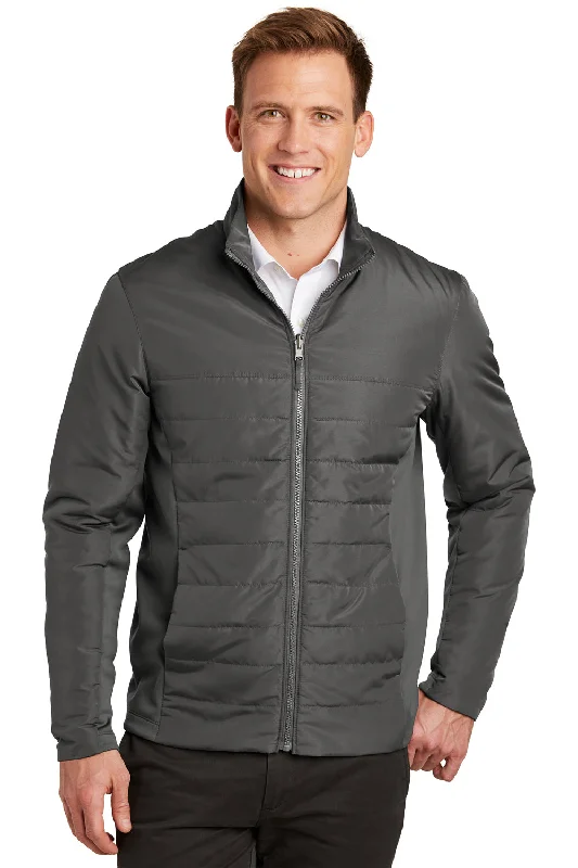 Men's sporty fleece jacket-Port Authority Mens Collective Wind & Water Resistant Full Zip Jacket - Graphite Grey