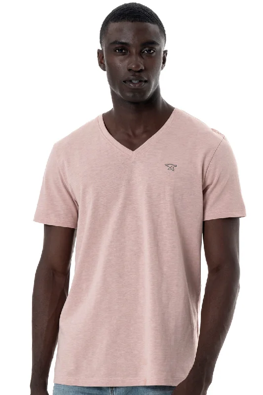 Men's fitted athletic t-shirt-V-Neck T-Shirt _ 145358 _ Rose