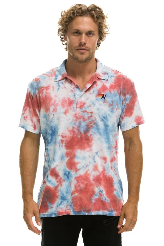 Men's relaxed fit performance polo shirt-AVIATOR NATION POLO - TIE DYE RED