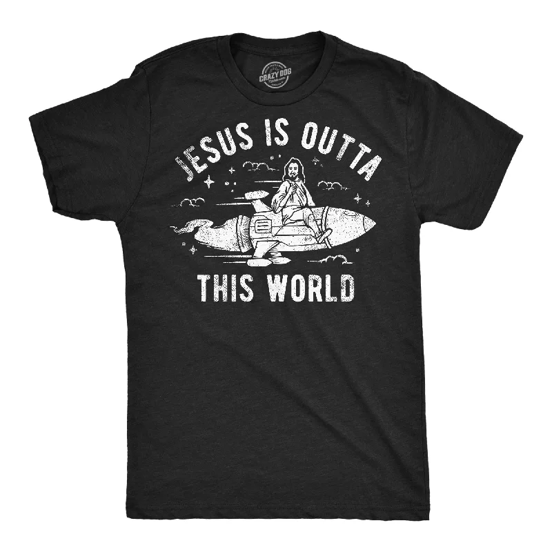 Men's embroidered t-shirt-Jesus Is Outta This World Men's T Shirt