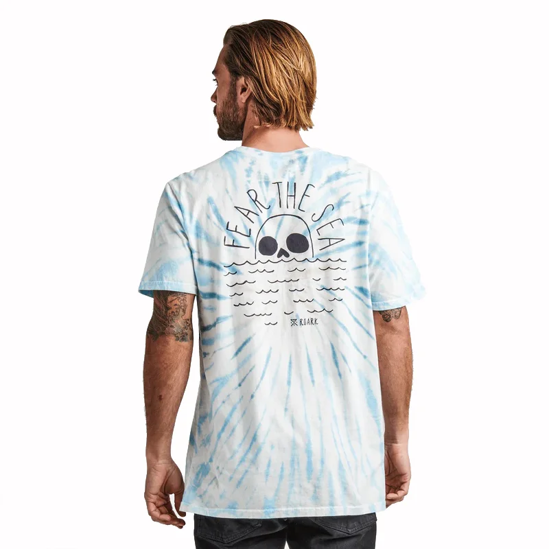 Men's outdoor adventure t-shirt-Fear The Sea Tie Dye Wash Premium Tee