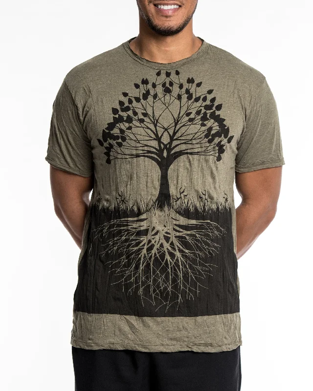 Men's outdoor adventure t-shirt-Mens Tree of Life T-Shirt in Green