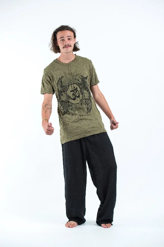 Men's laid-back t-shirt-Mens Om and Koi Fish T-Shirt in Green