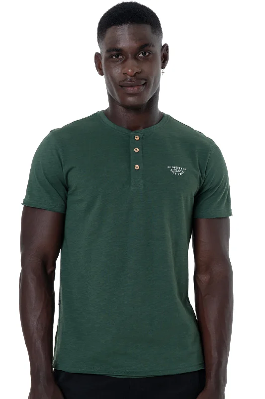 Men's climate-control t-shirt-Henley T-Shirt _ 146764 _ Fatigue