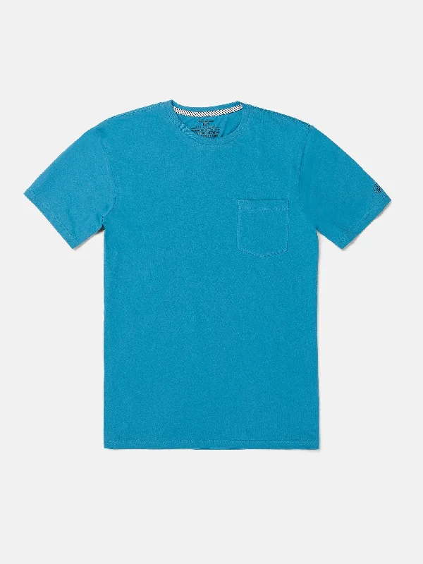 Men's outdoor adventure t-shirt-Solid Short Sleeve Pocket Tee - Tidal Blue