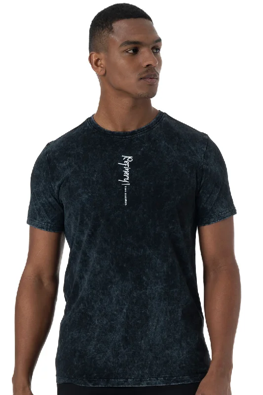 Men's laid-back t-shirt-Statement Acid Wash T-Shirt _ 151937 _ Black