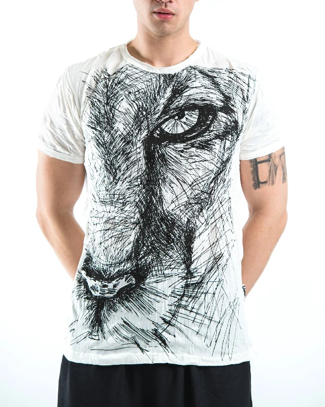 Men's biodegradable t-shirt-Mens Lions Eye T-Shirt in White